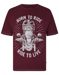 KAM Born to Ride Print T-Shirt Plum